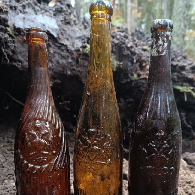 Раскопки старинных бутылок.
